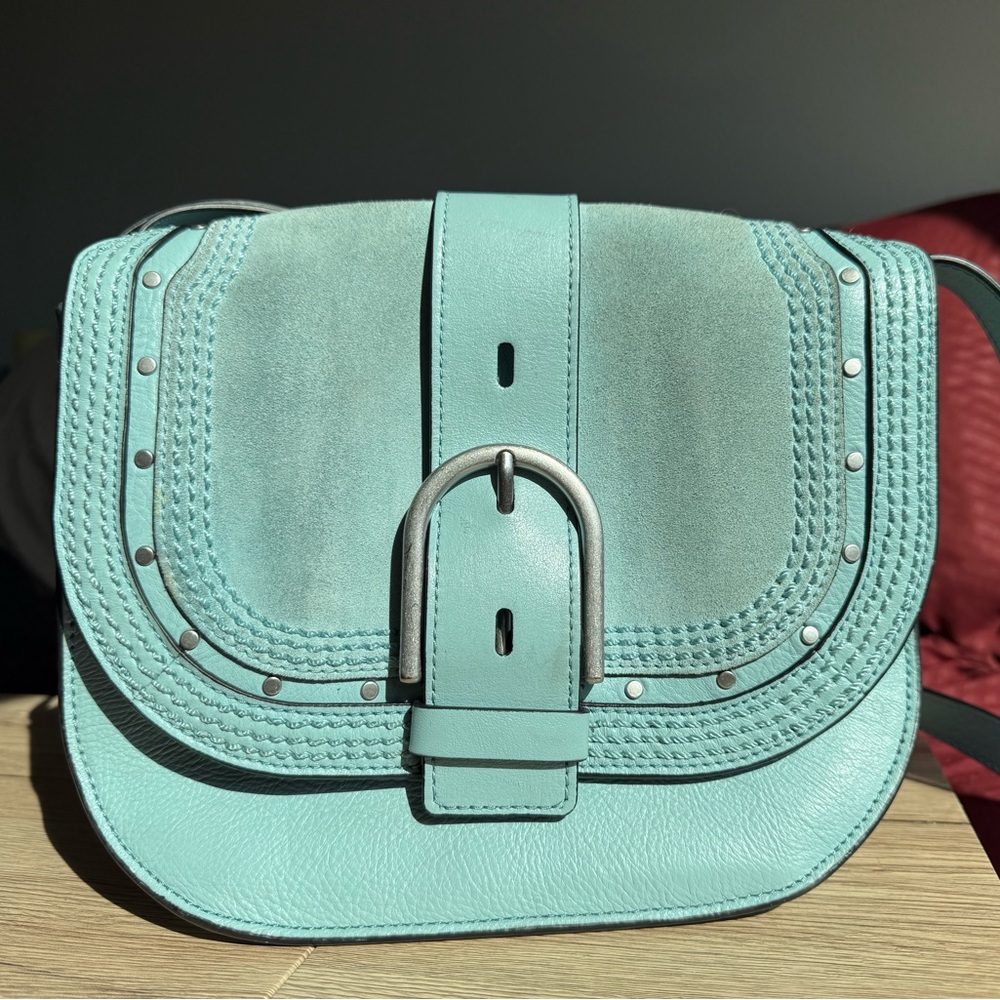 NWOT Fossil Light Blue Crossbody Bag with Buckle